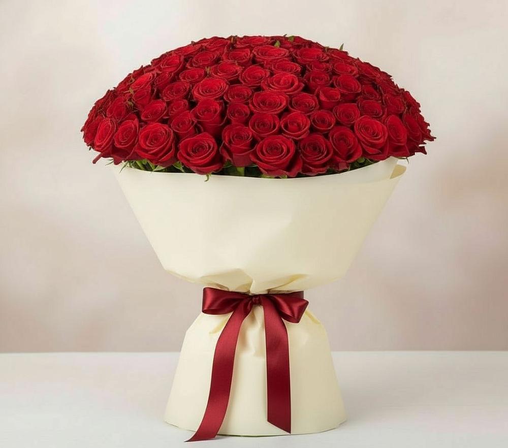 Букет 101 Красная роза Милано в Ялге