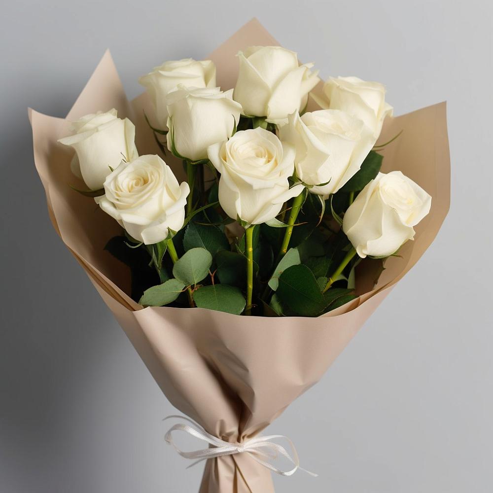 Букет 9 Белых роз Эдлесс Лав в Ялге