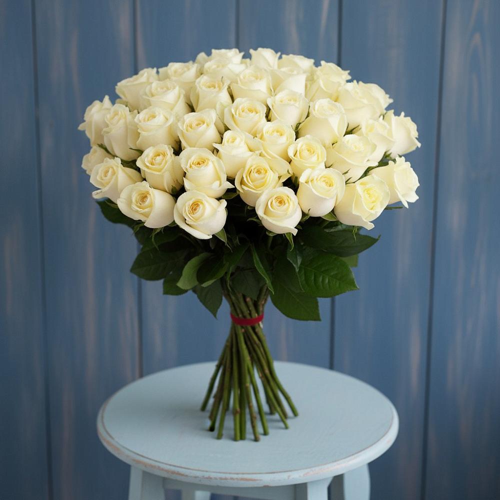 Букет 51 Белая роза Эдлесс Лав в Ялге