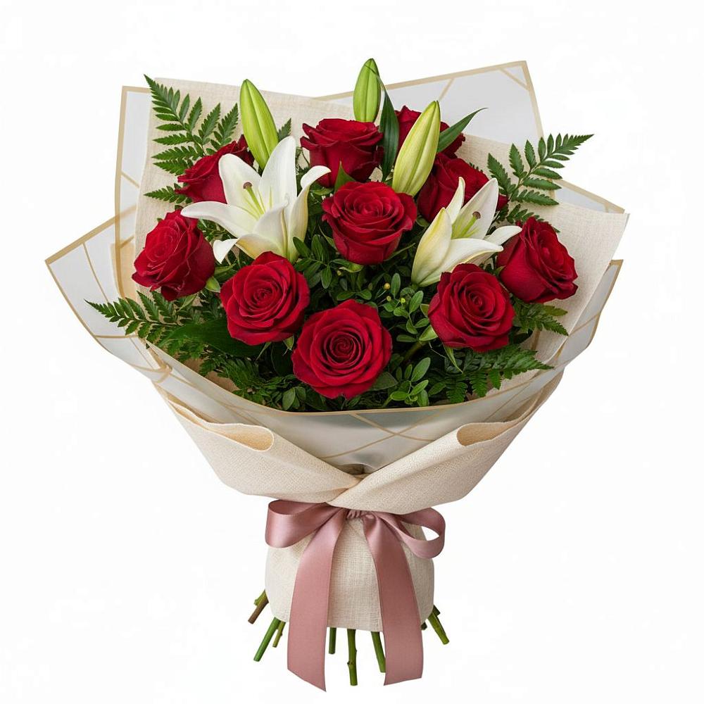 Букет цветов из: Лилии и Розы в Ялге