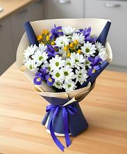 Букет цветов из:  Розы, Ирисы и Хризантемы в Ялге