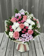 Букет цветов из:  Альстромерии, Гвоздики, Розы и Хризантемы #REPLACE_PRED# Ялге