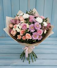 Букет цветов из:  Хризантемы, Розы и Альстромерии в Ялге