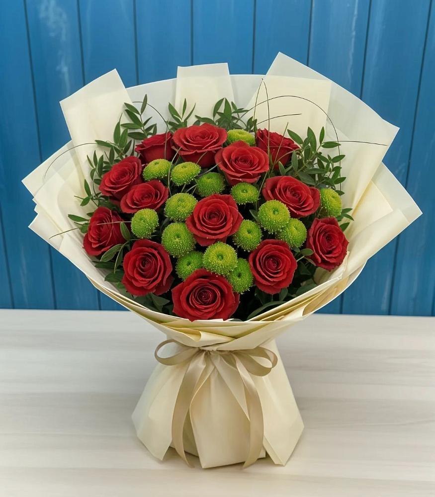 Букет цветов из: Розы и Хризантемы в Ялге